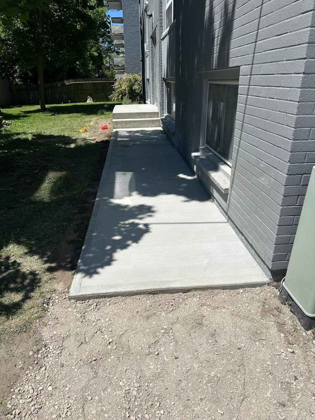 Newly poured exterior concrete walkway